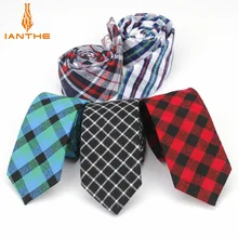 6 см мужской костюм Галстук Классический мужской галстук с рисунком «Шотландка» формальные деловые галстуки-бабочки мужской хлопок тощий тонкий винтажный галстук в клетку галстук