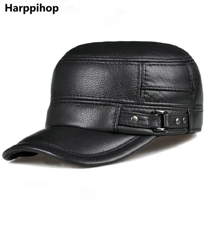 Мужские бейсболки из воловьей кожи, мужские шапки из натуральной коровьей кожи, весенние, Осенние, Зимние Повседневные Головные уборы из натуральной воловьей кожи, брендовые регулируемые