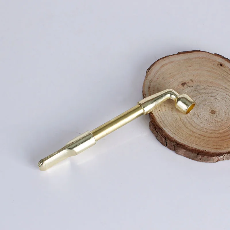 

30pcs/lot Fashion vintage gold copper Metal tobacco pipes mini 10CM portable cigarette holder golden herb smoking pipes mouth