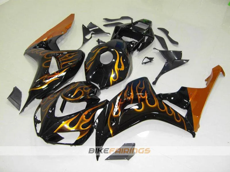 

New ABS motorcycle Bodywork fairing kit 100% Fit for Honda CBR1000RR 06 07 fairings parts CBR 1000 RR 2006 2007 Gold flame