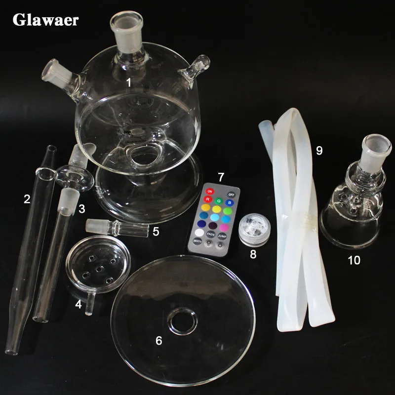Glawaer Новое поступление часы Стиль высокое боросиликатное стекло hookahs набор