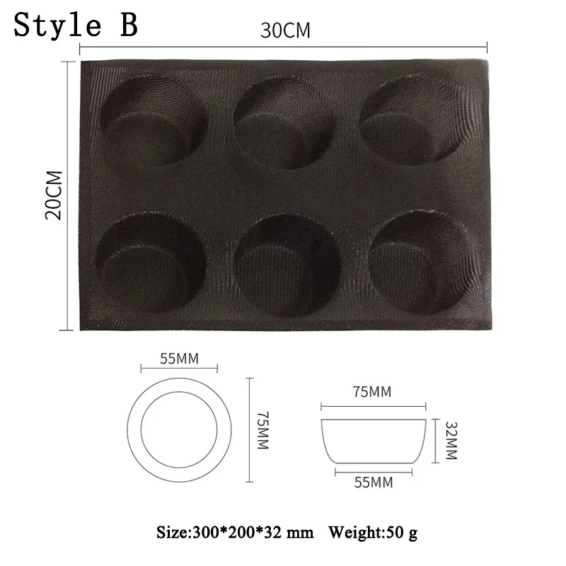 Meibum из стекловолокна, силиконовая круглая форма для хлеба, различные гамбургерные формы для печенья, черная пористая форма, форма для пирога, пирожная сковорода, антипригарные Инструменты для выпечки - Цвет: Style B