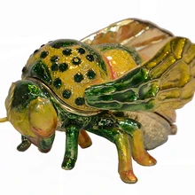 Зеленая пчела, насекомое и жук, ювелирный брелок, коробка, стразы, декоративный орнамент, Модные металлические ювелирные кольца, коробка, серьги/подвеска, коробка