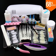 New Kit ! 12 Pure Color Nail Art UV Gel Solid Extension Manicure set + Builder Polish Lamp with brush + base coat + top coat