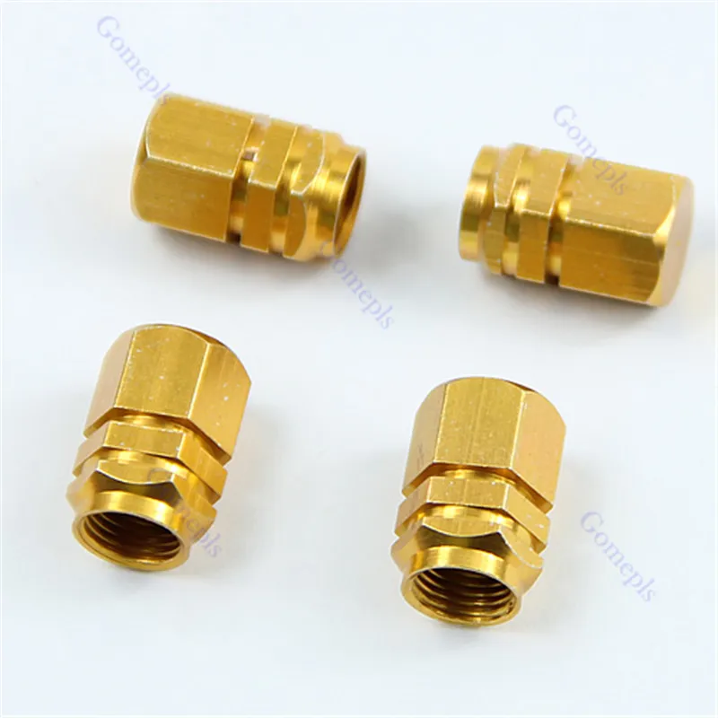 

4 PCS Gold Hexagonal Tyre Wheel Ventil Valve Cap For Auto Car Truck