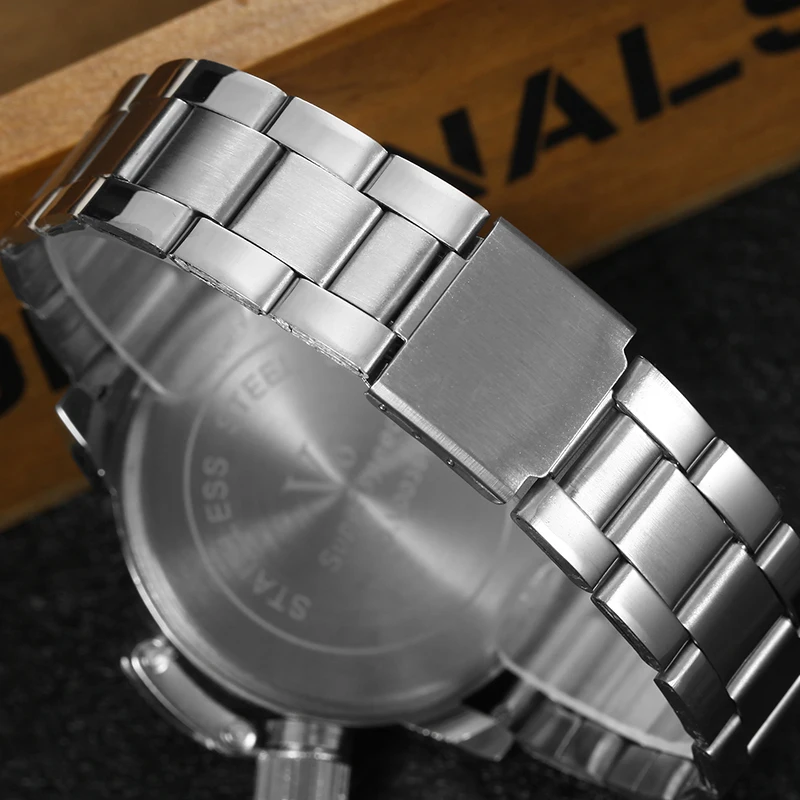 V6 часы с двумя часовыми поясами из серебристой стали Мужские Спортивные кварцевые часы Уникальный роскошный дизайн мужские повседневные наручные часы relogio masculino