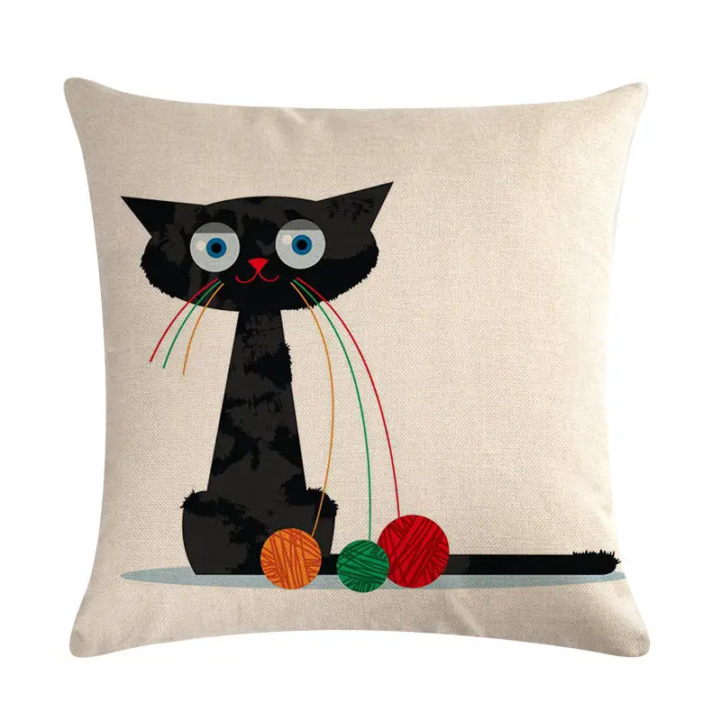45 см* 45 см angry little black cat рисунок лен/хлопковая подушка для дивана Чехлы диванная Подушка Обложка домашние декоративные подушки