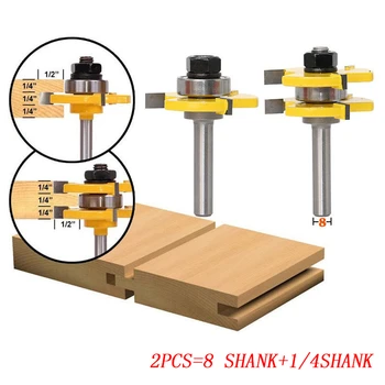 

Free shipping 2Pc 8mm Shaft High Quality Tool 3 teeth T-type mortise and 8-handle jigsaw floor stock Wood Cutting Tool
