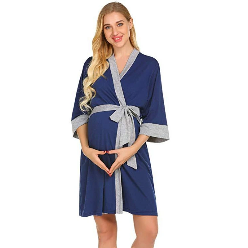 

New Maternity Nursing Robe Pregnant Women Nightgowns Maternity Pajamas Hospital Breastfeeding Gown Clothes Pregnancy Ropa Mujer