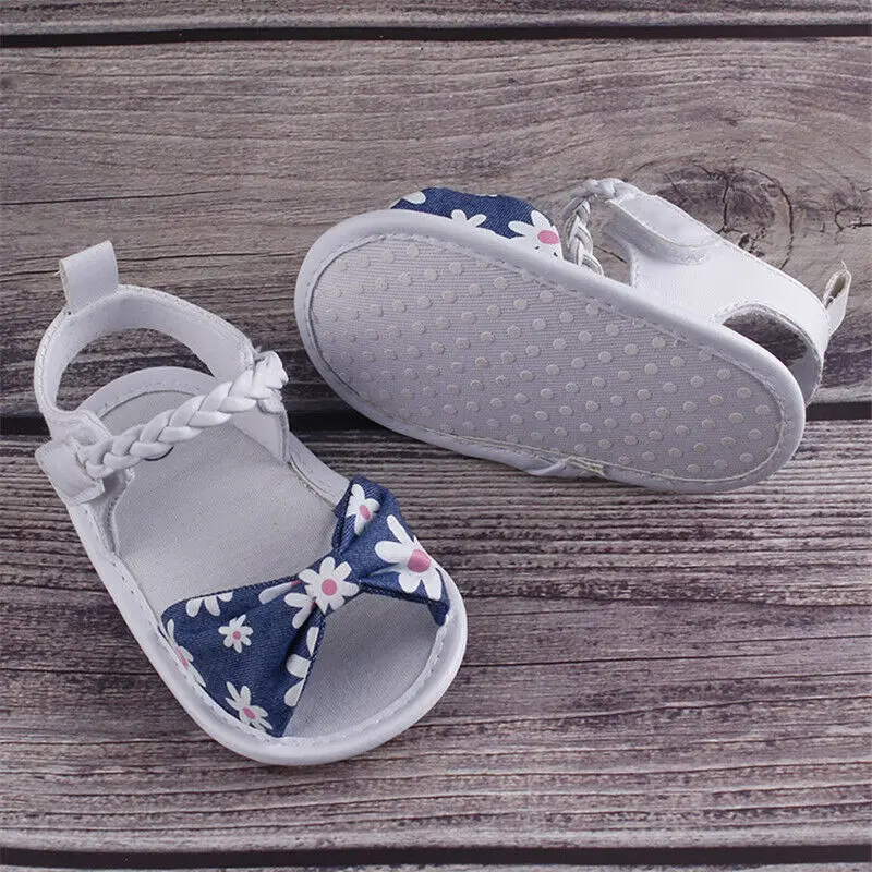 Малыши Детские женские сандалии детские кружевные банты принт на мягкой подошве для младенцев сандалии обувь 0-18 м