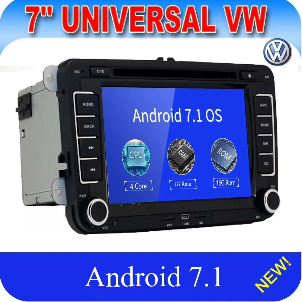 Clearance New 2 Din 7 inch Quad core Android 7.1 vw Car Radio for Polo Jetta Tiguan passat b6 cc fabia mirror link wifi Radio CD indash 4