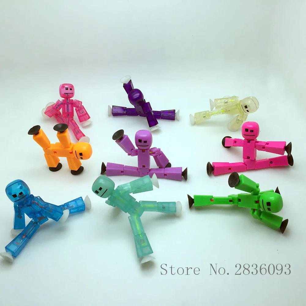 

10pc/set different Colors Mix stickbot Suction Cup funny stick Robot action figure children gifts