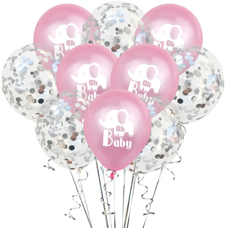 Leeiu Happy Birthday Oh Baby Elephant Balloons Baby Shower Silver Confetti Ballons Birthday Decoration Jungle Party Supplies
