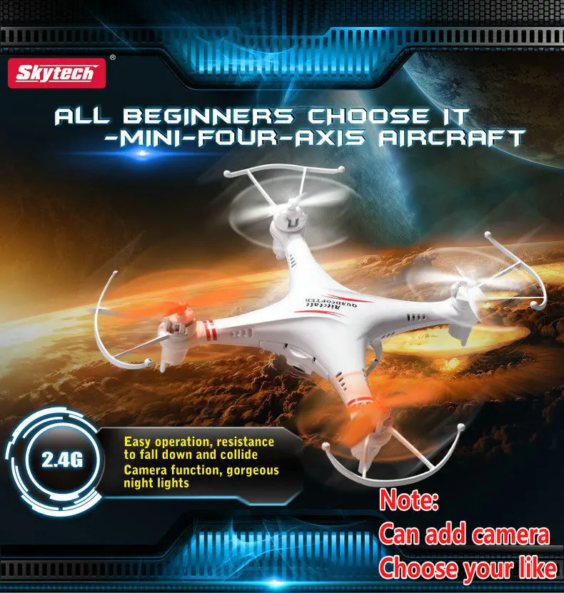 

Skytech M62 M62R 2.4G 4CH 6-Axis rc helicopter Radio Control Quadcopter Toys RC Drone Quad copter Skytech M62R can add Camera