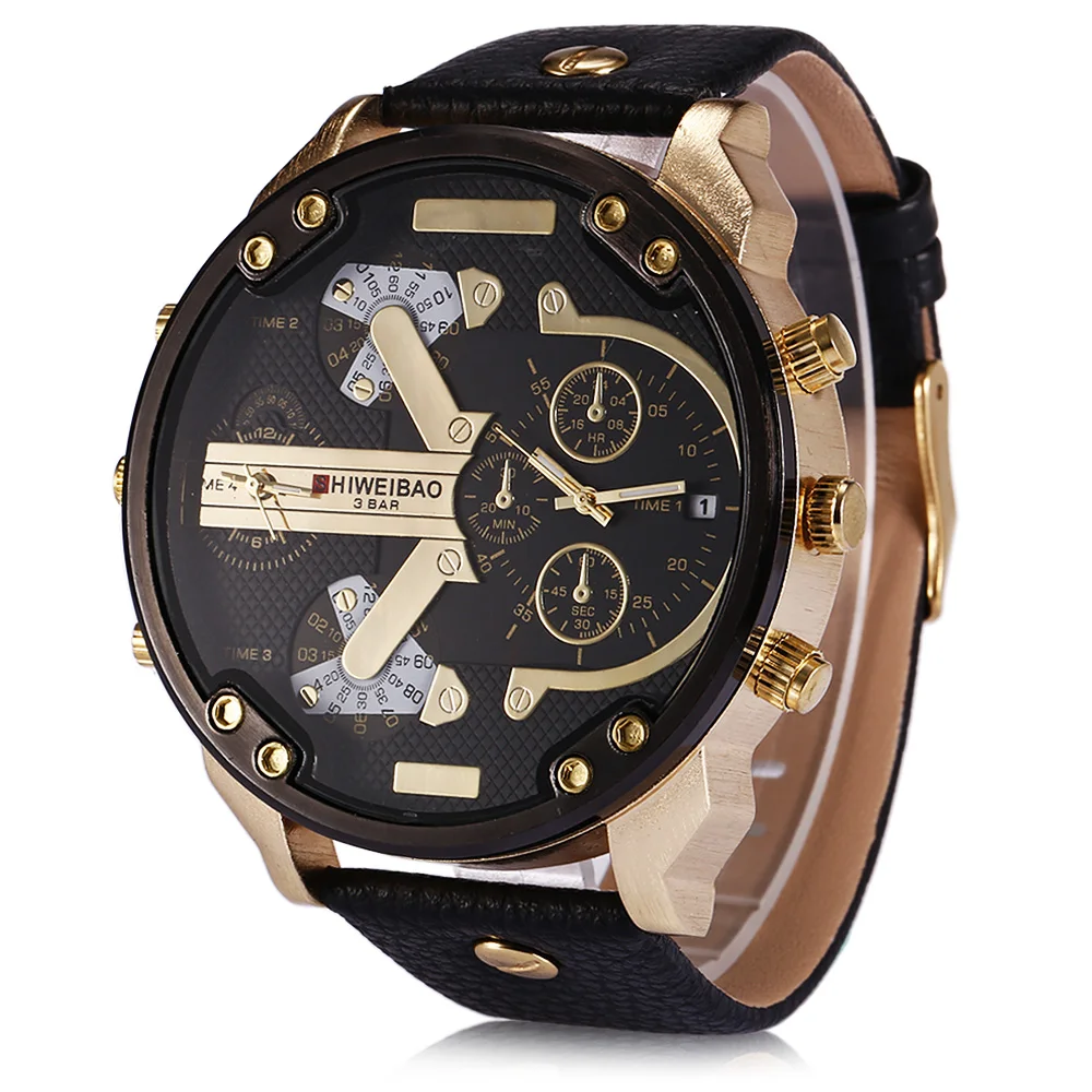 Cool Mens Watches Big Golden Case DZ Military Style Quartz Watches