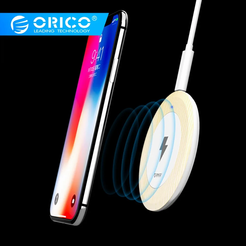 

Orico Wood Wireless Charger for iPhone X 8 Plus Galaxy S8 S9 S7 Samsung USB Wireless Charging Charger Pad With 1m Type-C Cable