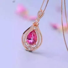 Натуральный красный Топаз камень кулон 925 серебро натуральный драгоценный камень кулон ожерелье тренд капли воды для женщин Девушка ювелирные изделия