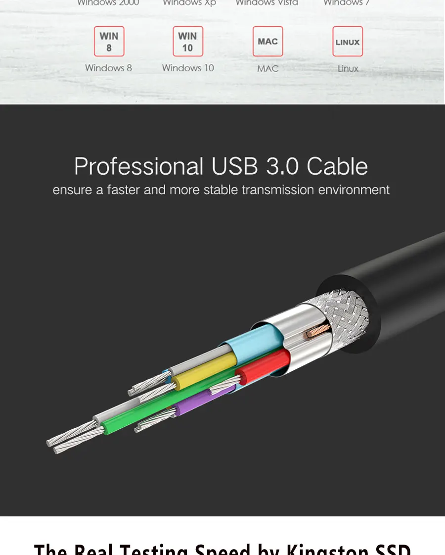 Супер-тонкий SATA3 к USB3.0 Внешний HDD enclosue/SSD диск коробка/жесткий диск чехол с 6 Гбит/с UASP для 2,5 samsung hdd ноутбук/настольный компьютер