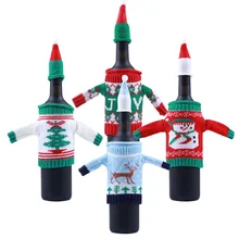 Yaye Chirstmas бутылку трикотажные обертка в виде свитера сумки одежда с Шапки Рождественский олень Украшение стола год украшения дома