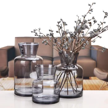 

Modern Creative Glass Bottle Flower Vase Ornaments Transparent Glass Vase Flower Holder Desktop Crafts Home Living Room Decor