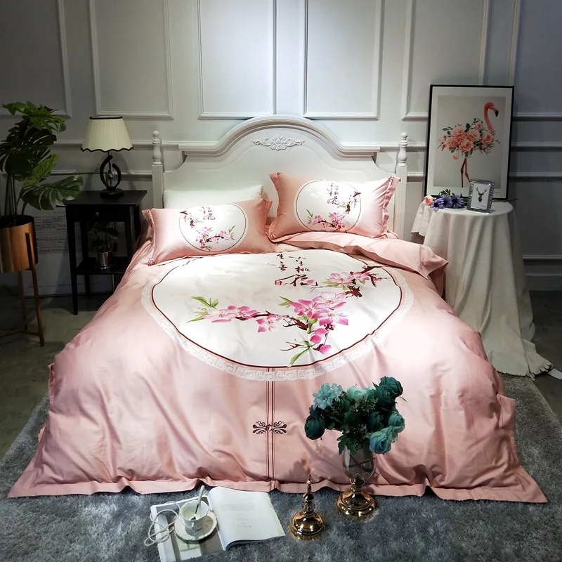 Luxury Egyptian Cotton Pink Floral Princessan Bed Sheets Lines