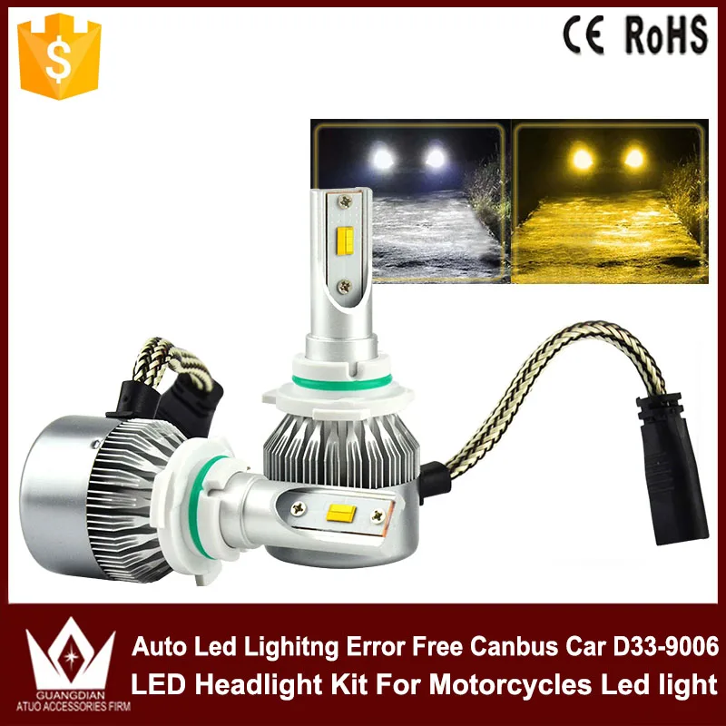 

Tcart two color LED Headlight Bulbs Conversion Kit HB4(9006) p22D For plips chips 3800lm White and yellow led headlight fog lamp
