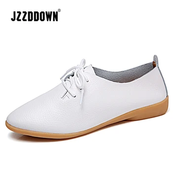 

Genuine Leather Women Oxford Shoes Spring Casual Leather Shoes Ladies Flat Loafers Shoe 2018 Plus Size Mother shoe Fashion