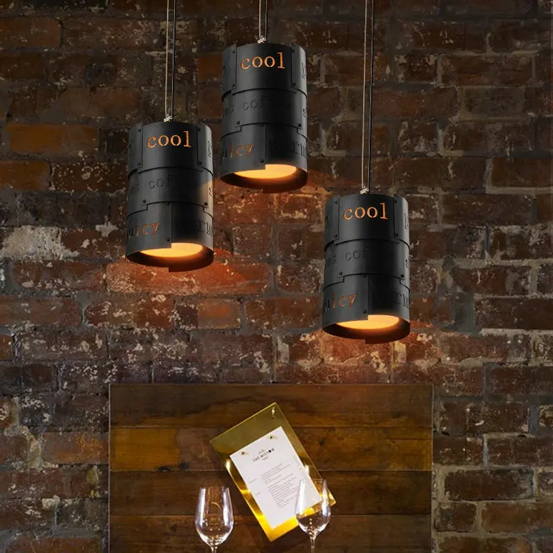 

loft vintage wrought iron cafe bar dinning room pendant lamp AC110V 220V lampada  indoor  living room lamp with Edison bulbs