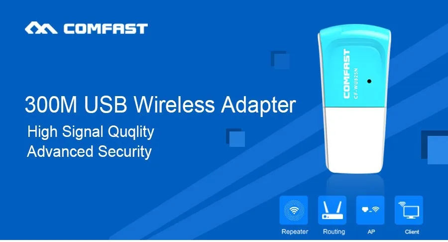 Comfast Mini USB WiFi адаптер N 802,11 b/g/n Wi-Fi ключ RTL8192EU с высоким коэффициентом усиления 300 Мбит/с Беспроводная антенна wifi для компьютера ноутбука