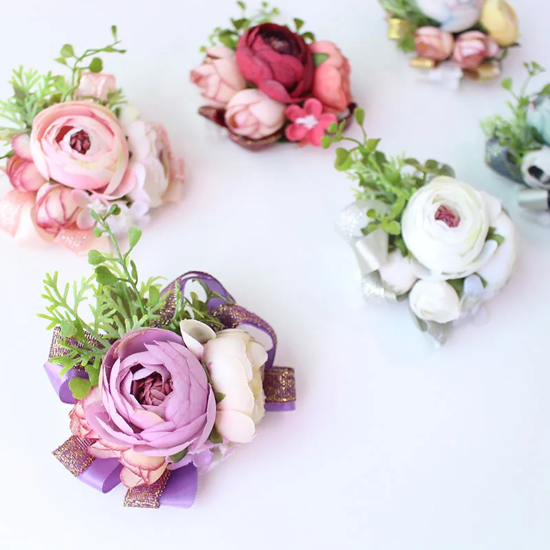 Wrist Corsage Bracelet wrist flowers artificial flowers rose  (20)