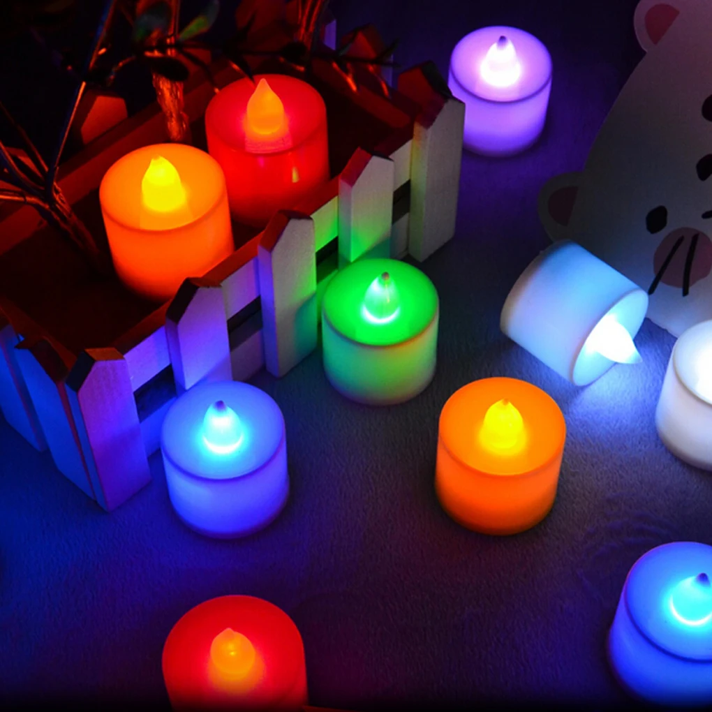 Полипропиленовый светодиодный светильник в форме свечи 6 цветов без пламени для свадебной вечеринки