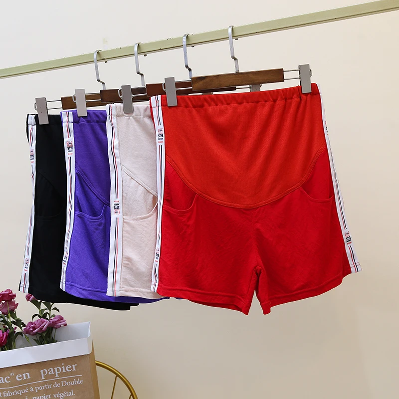 

Summer Maternity Short Trousers Sports Elastic Belly Shorts Pants Clothes for Pregnant Women Adjustable High Waist Trousers C872