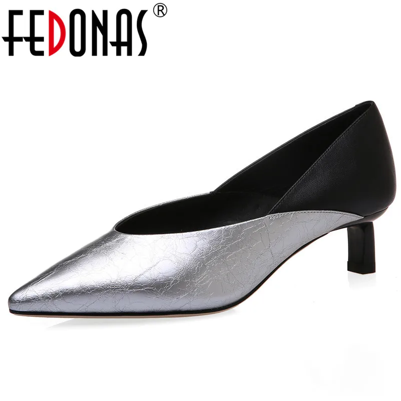 

FEDONAS 2020 Spring Summer Elegant Pointed Toe Women Pumps high Heels Dancing Shoes Woman Quality Genuine Leather Office Shoes