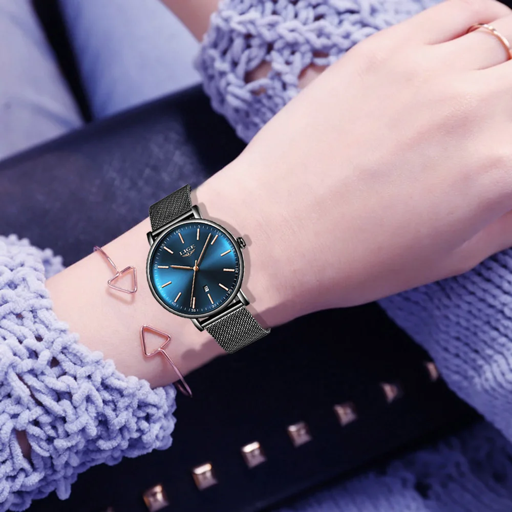 

Wrist Watches For Women LIGE Stainless Steel Watch Ladies Top Brand Luxury Simple Casual Watch Waterproof Clock Orologio Donna