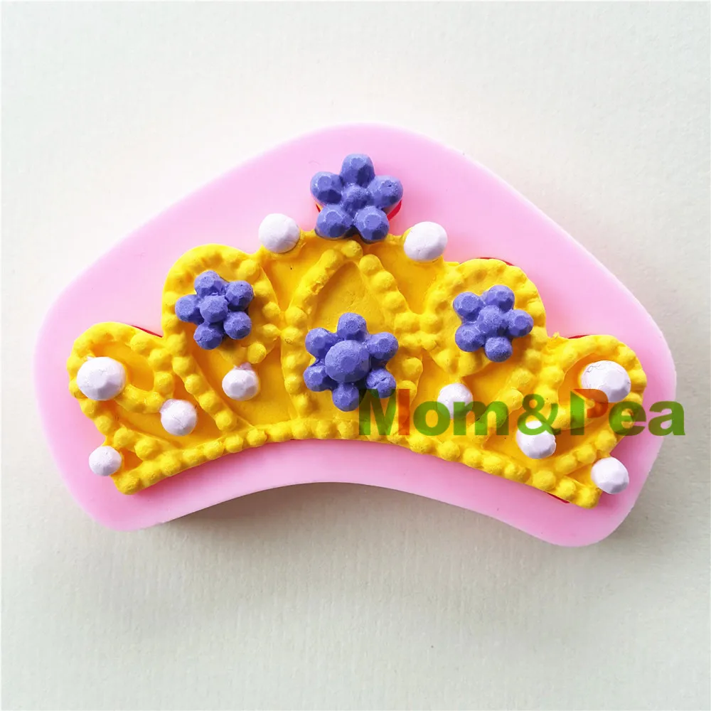 Mom & Pea 1025, бесплатная доставка, силиконовая форма в форме короны для украшения торта, помадка для торта, 3D форма для пищевых продуктов