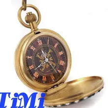 Медные антикварные карманные часы Механические ювелирные изделия художественный чехол с рисунком коричневый циферблат