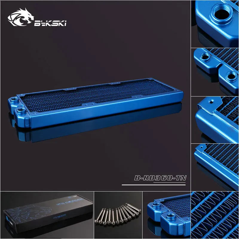 Bykski B-RD360-TN 360mm 3 x 12cm Copper Radiator Liquid Water Cooling Blue