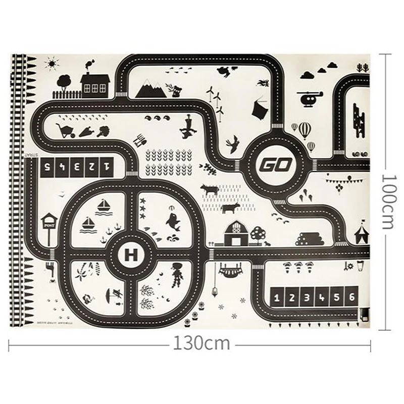 Игровой коврик для парковки в скандинавском городе 130*100 см, Дорожная карта, автомобильные игрушки, детские игровые коврики, обучающая игрушка, портативный игровой коврик, подарки для детей