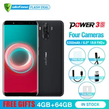 Ulefone Power 3S 6.0 18:9 FHD+ Mobile Phone MTK6763 Octa Core Android 8.1 4GB+64GB 16MP 4 Camera 6350mAh Face ID 4G Smartphone"