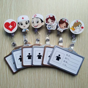 

Cartoon Retractable Badge Reel horizontal Style Doctors Nurse particular Exihibiton ID Name Card high quality metal Badge Holder