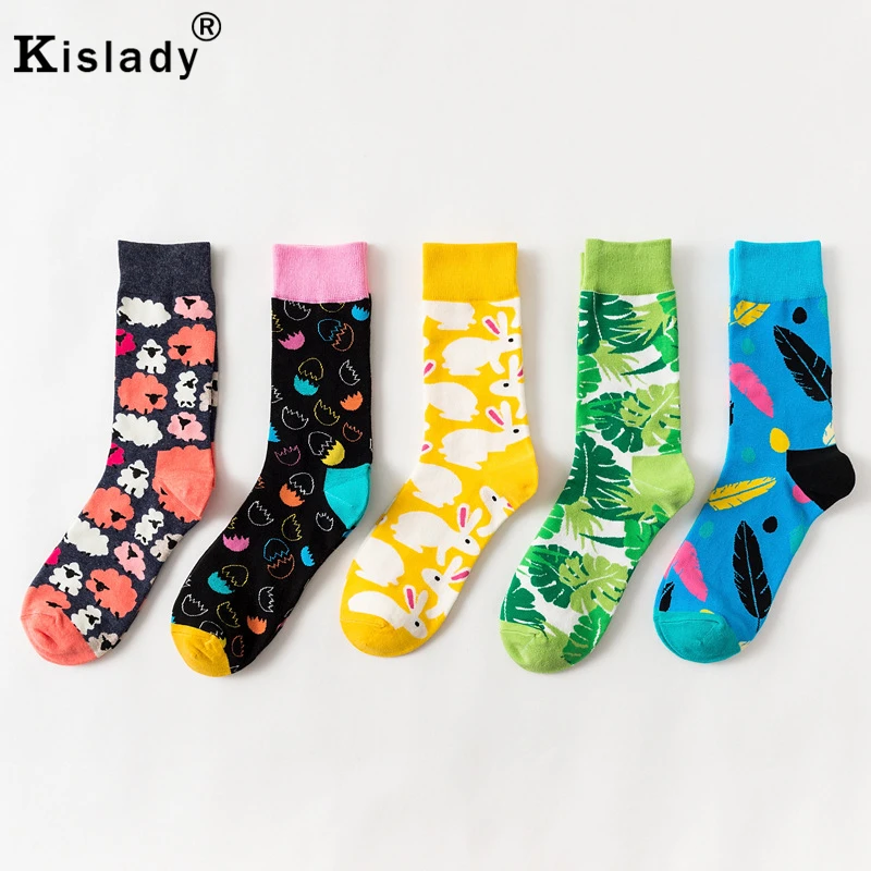 2018 Winter Fashion Women's Colorful Egg Funny Socks Men's Mid tube
