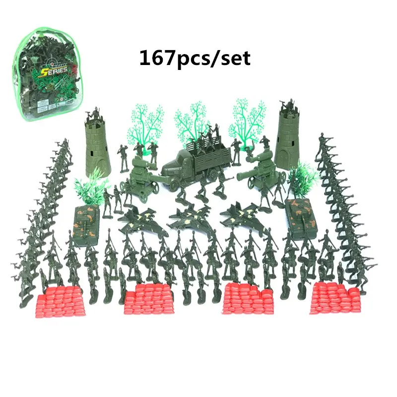 

167pcs/set WWII Aircraft Tank Blockhouse 4cm soldier Military Bases Set nostalgic toys