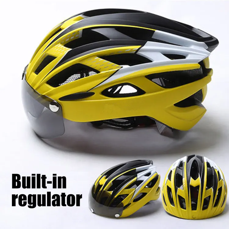 Велосипедный шлем с ветрозащитными очками шлем для горного велосипеда MTB сетка насекомых интегрированный литой мужской женский велосипедный шлем 56-61 см - Цвет: color 04