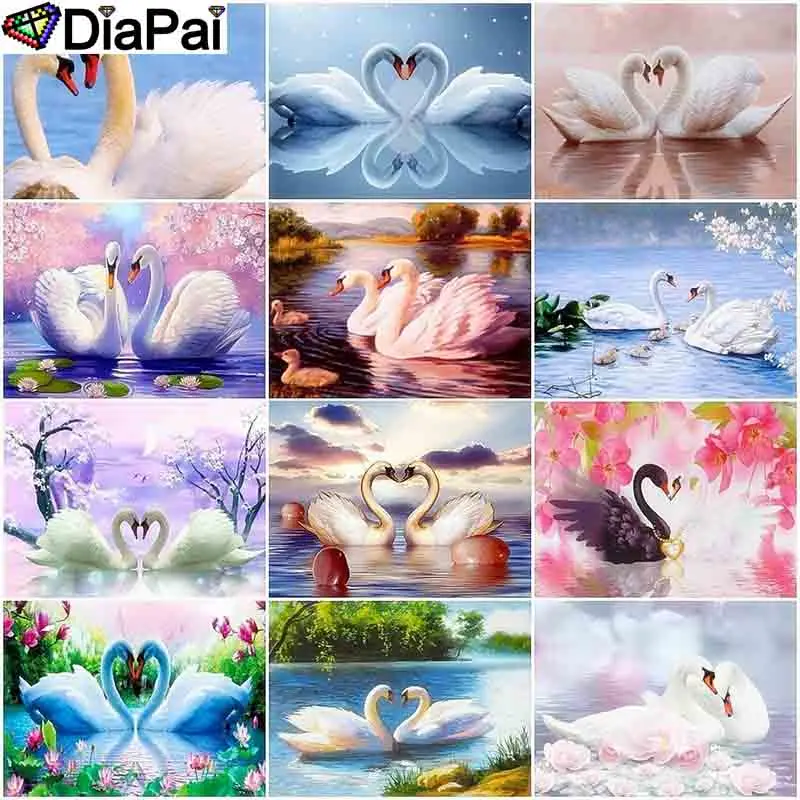 

DIAPAI 5D DIY Diamond Painting 100% Full Square/Round Drill "Animal swan flower" 3D Embroidery Cross Stitch Home Decor