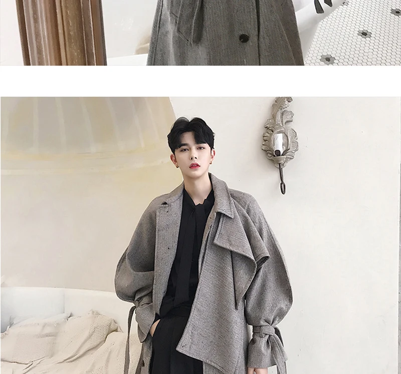  Trench Coat Men Streetwear Punk Rave Gothic Long Jacket  (17)