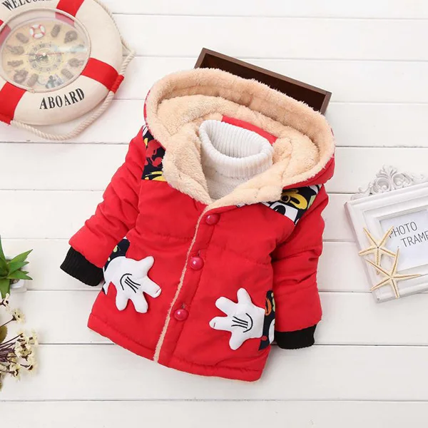 Г. Осенне-зимняя куртка для маленьких мальчиков, зимнее пальто теплая верхняя одежда с капюшоном для маленьких детей, пальто для девочек, куртки детская одежда - Цвет: Red