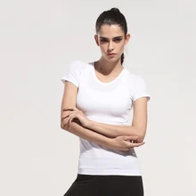 Женская рубашка для йоги эластичный с коротким рукавом фитнес бег тренировочные топы футболки Сухой Быстрый короткий рукав Активный Спортивный Топ Блузка