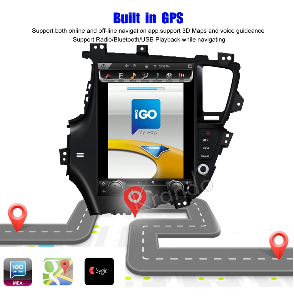 Perfect Krando Android 7.1 10.4" Tesla Vertical screen car multinedia radio player gps for Kia K5 navigation playstore 2