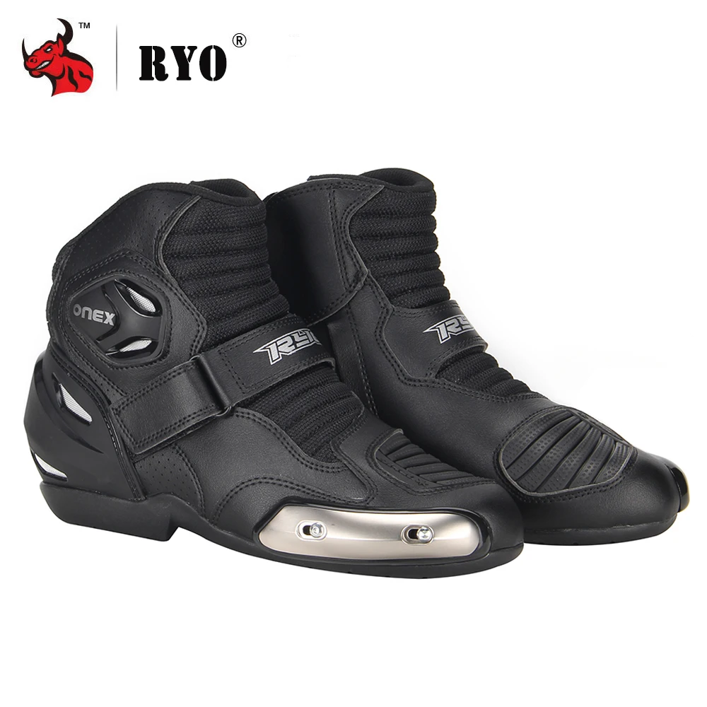 RYO Motorcycle Boots Men Motocross Boots Motorbike Shoes Biker Moto Boots Protective Gear Riding