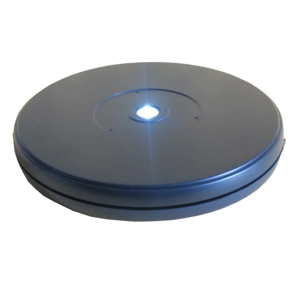 25cm Led Light Top Electric Motorized Rotating Rotating Black Turntable Display Stand for Model Jew - 32615195706